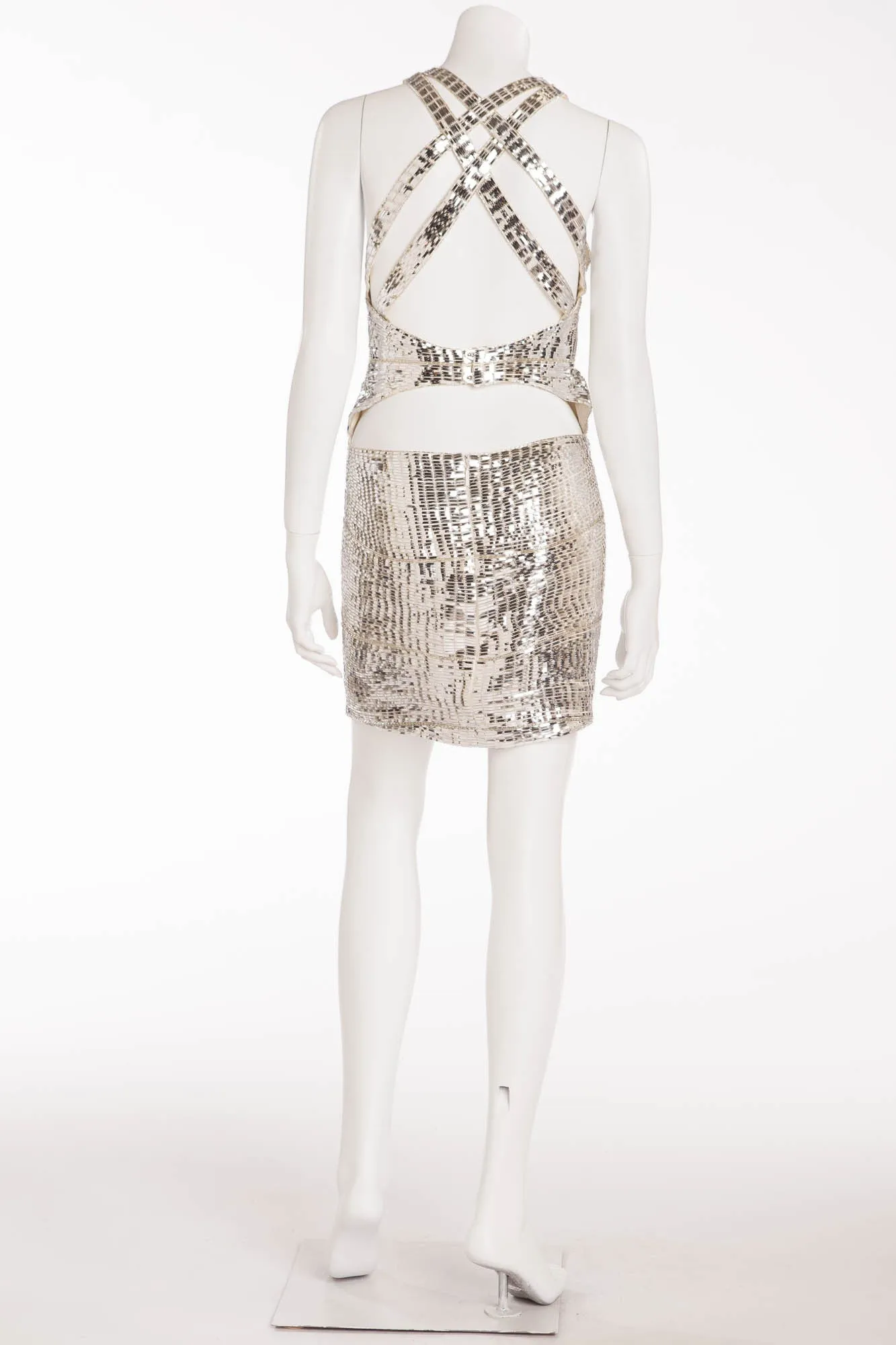 Roberto Cavalli - As Seen on Heidi Klum - Silver Metallic Mini Dress - IT 42
