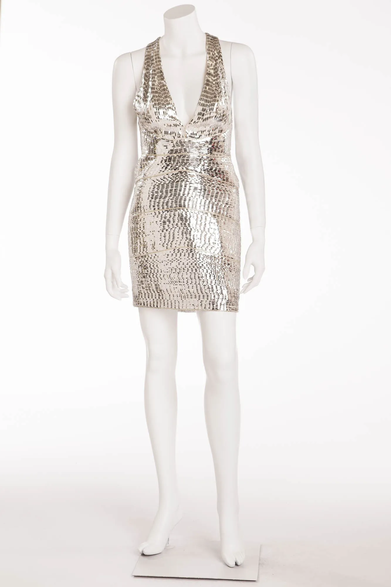 Roberto Cavalli - As Seen on Heidi Klum - Silver Metallic Mini Dress - IT 42