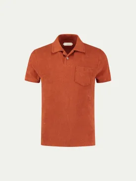 Rust Terry Towelling Polo Shirt