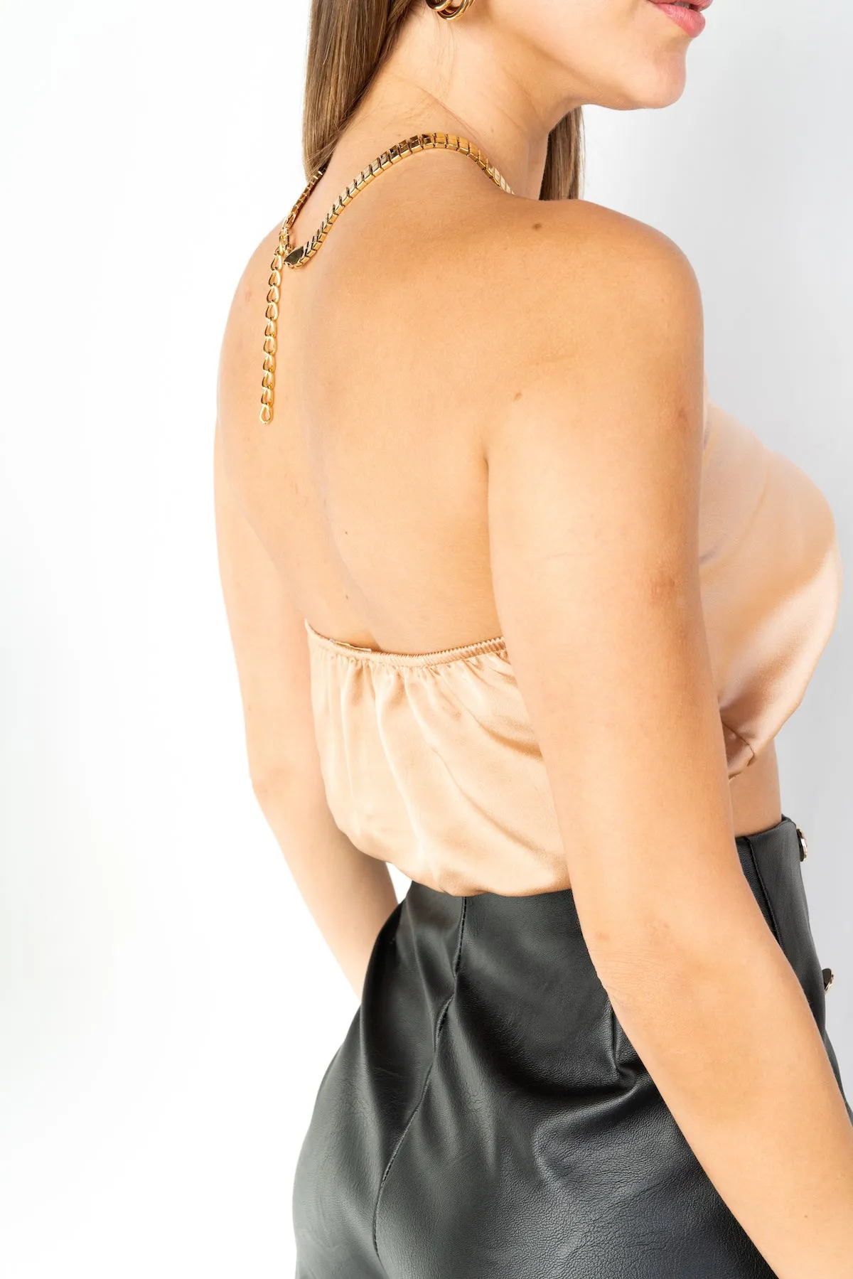 Satin Keyhole Crop Top