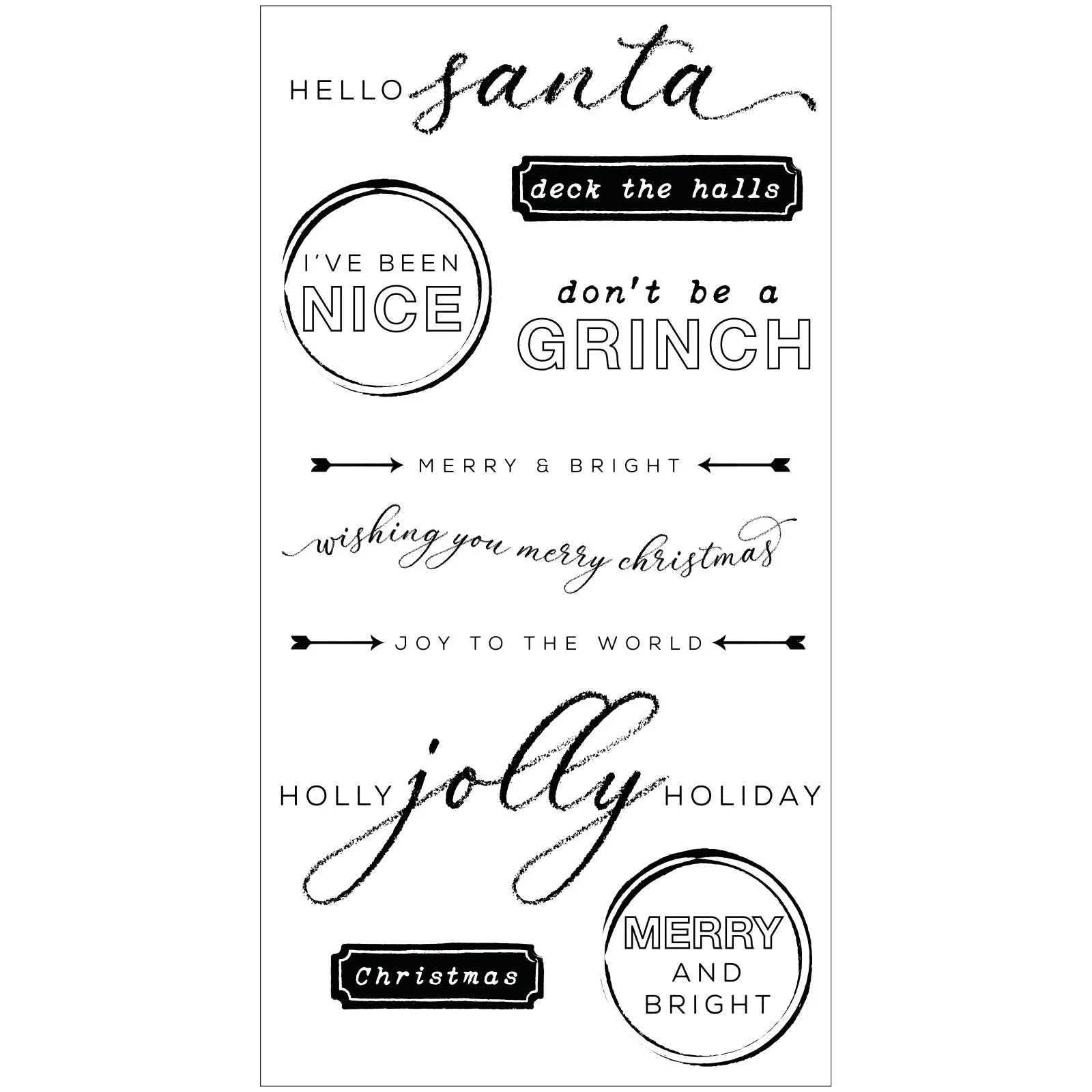 Sizzix Clear Stamps 10PK w/4PK Framelits Die - Jolly Sentiments by 49 and Market