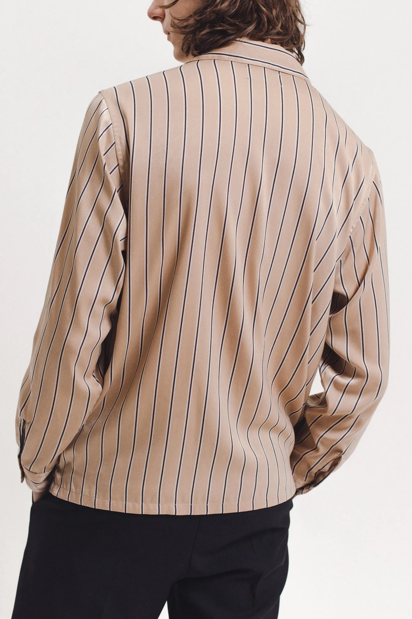 Stripe Rayon Shirt - Beige