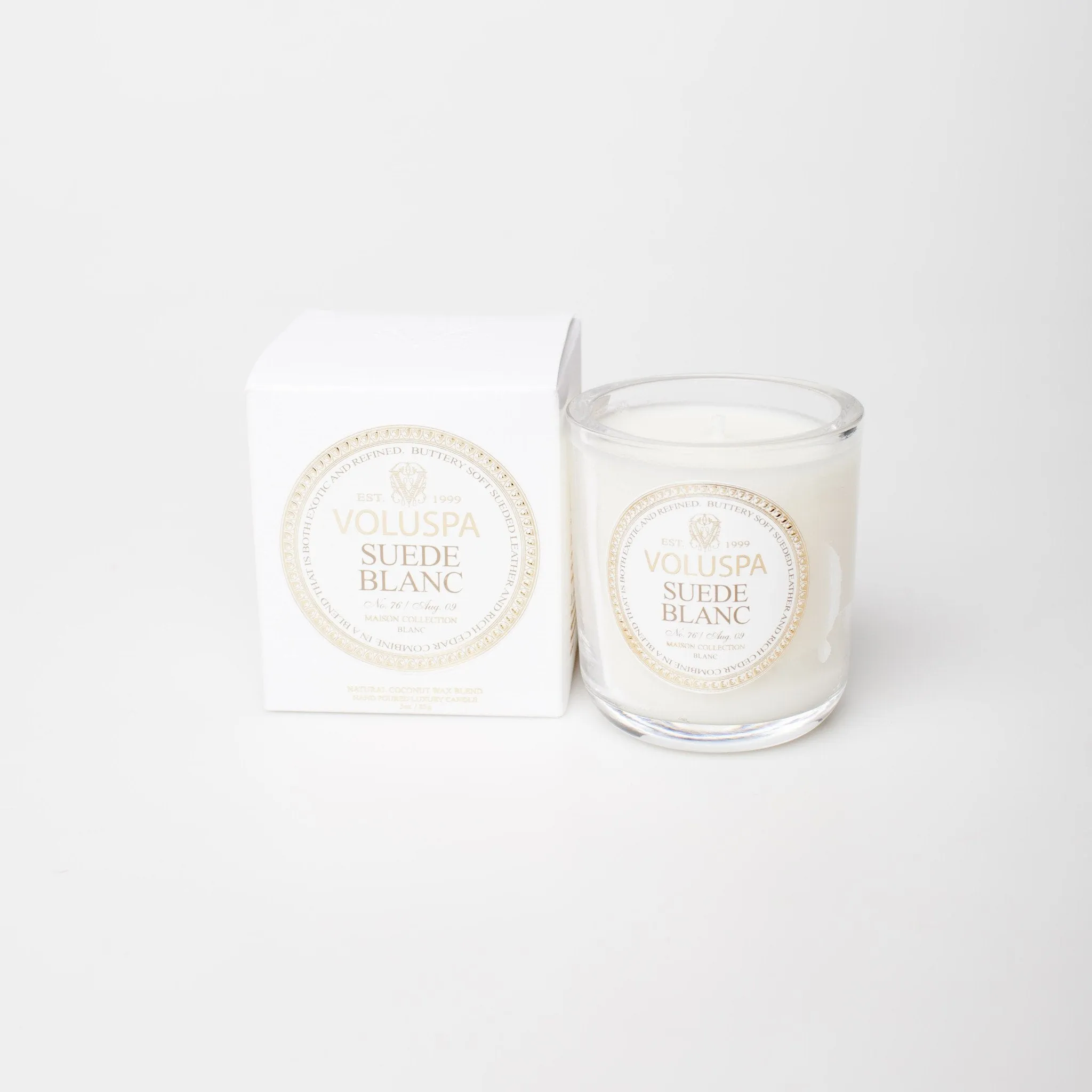 Suede Blanc Maison Boxed Votive Candle