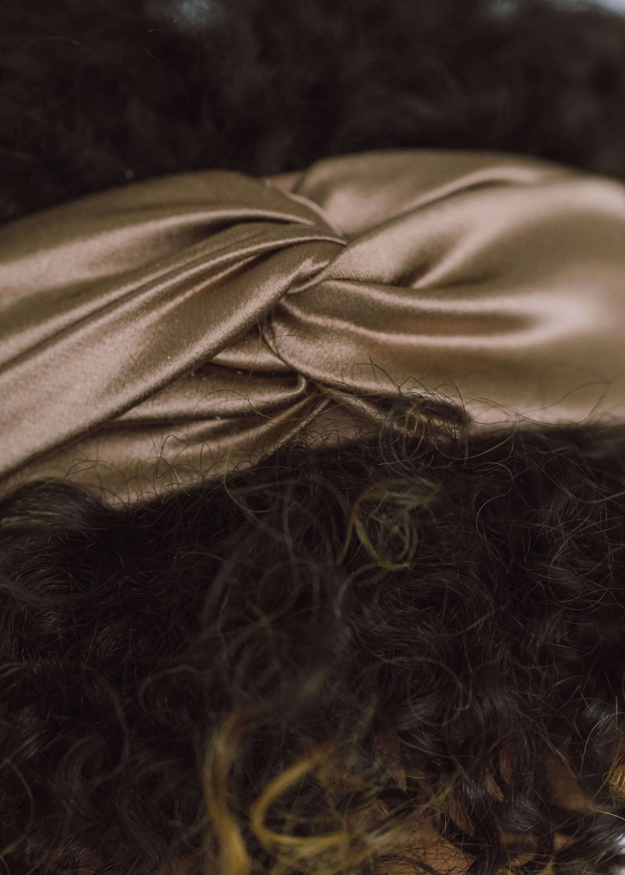 Twist Headband in Silk Satin -- Cappuccino