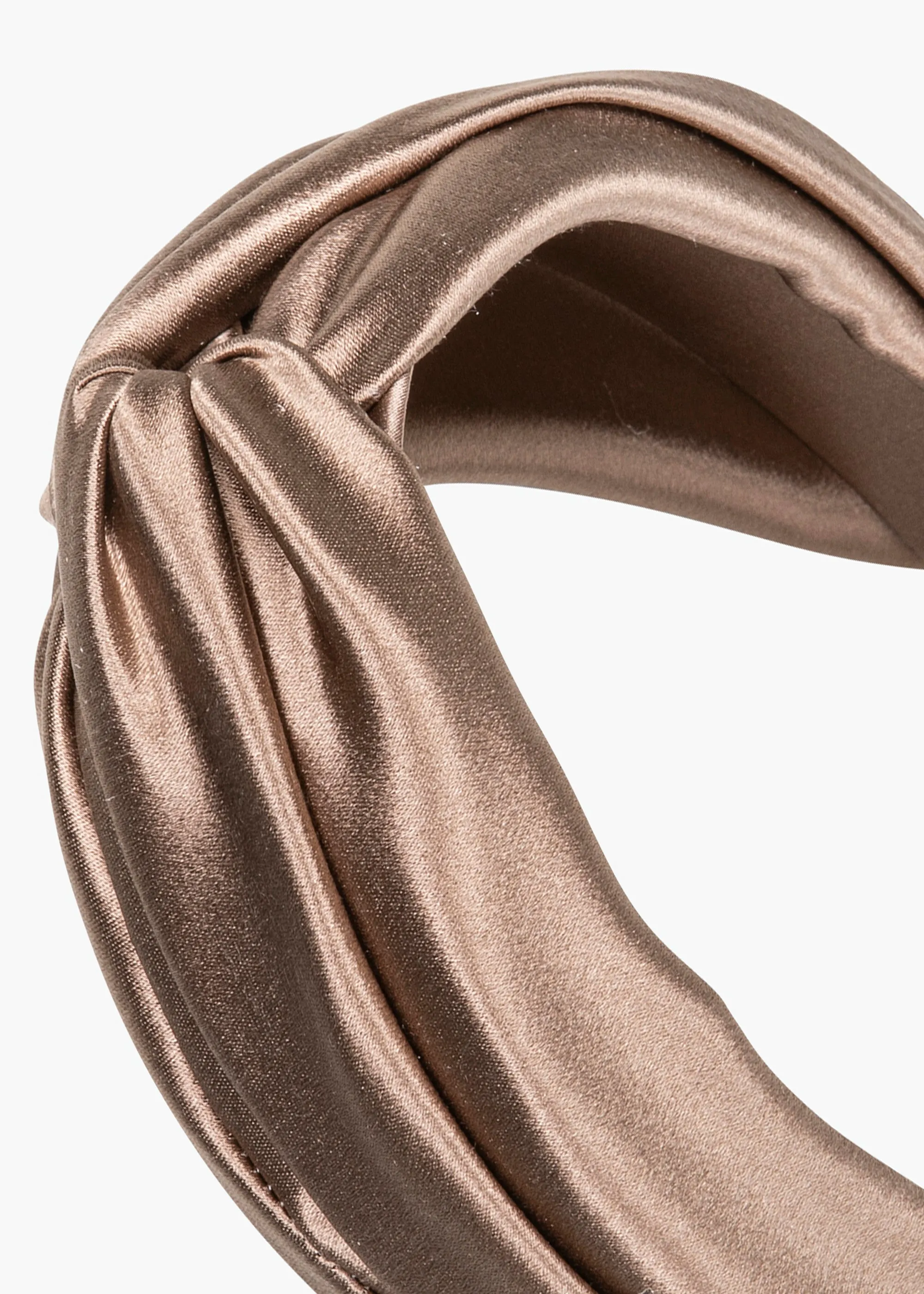 Twist Headband in Silk Satin -- Cappuccino