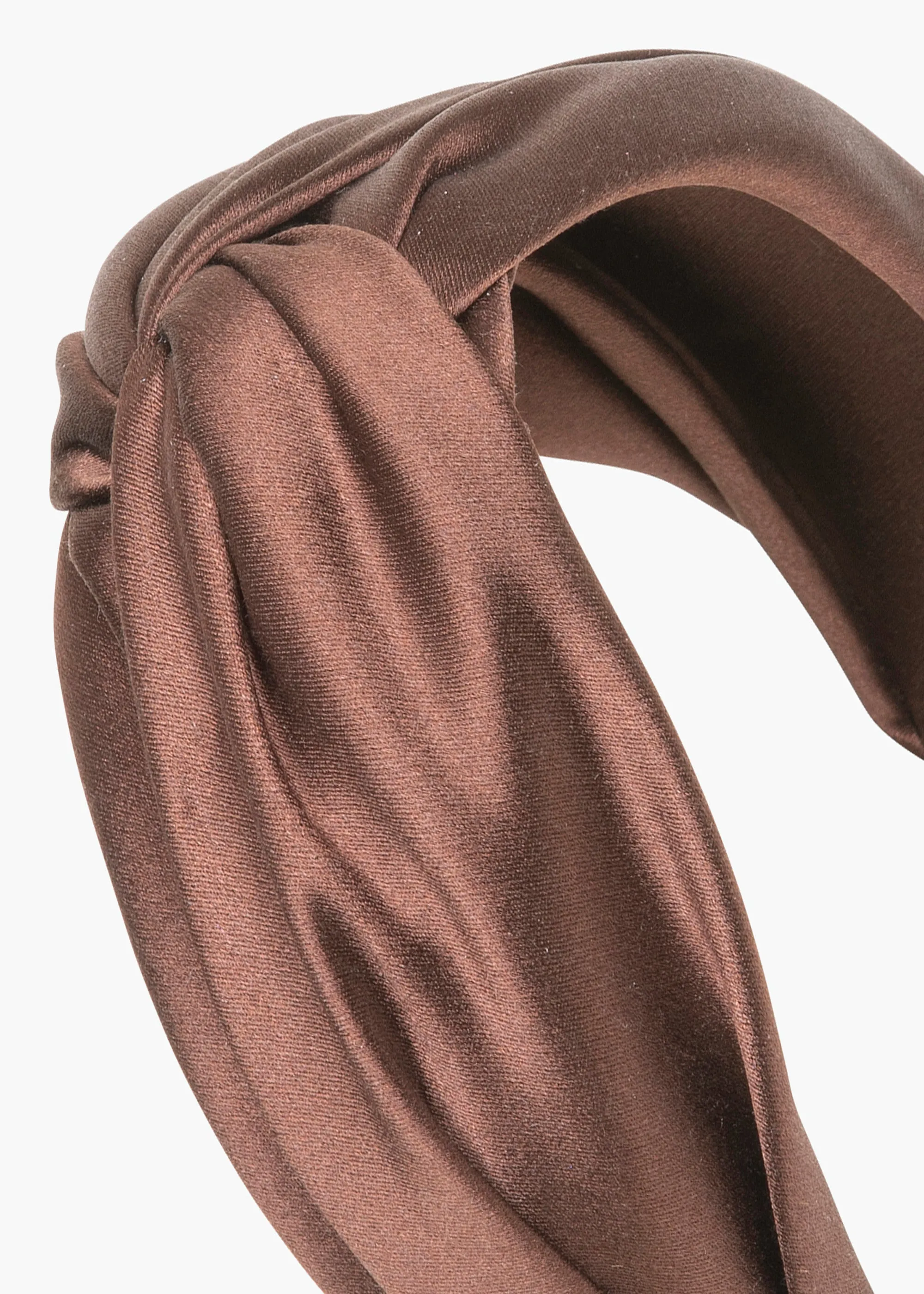Twist Headband in Silk Satin -- Espresso