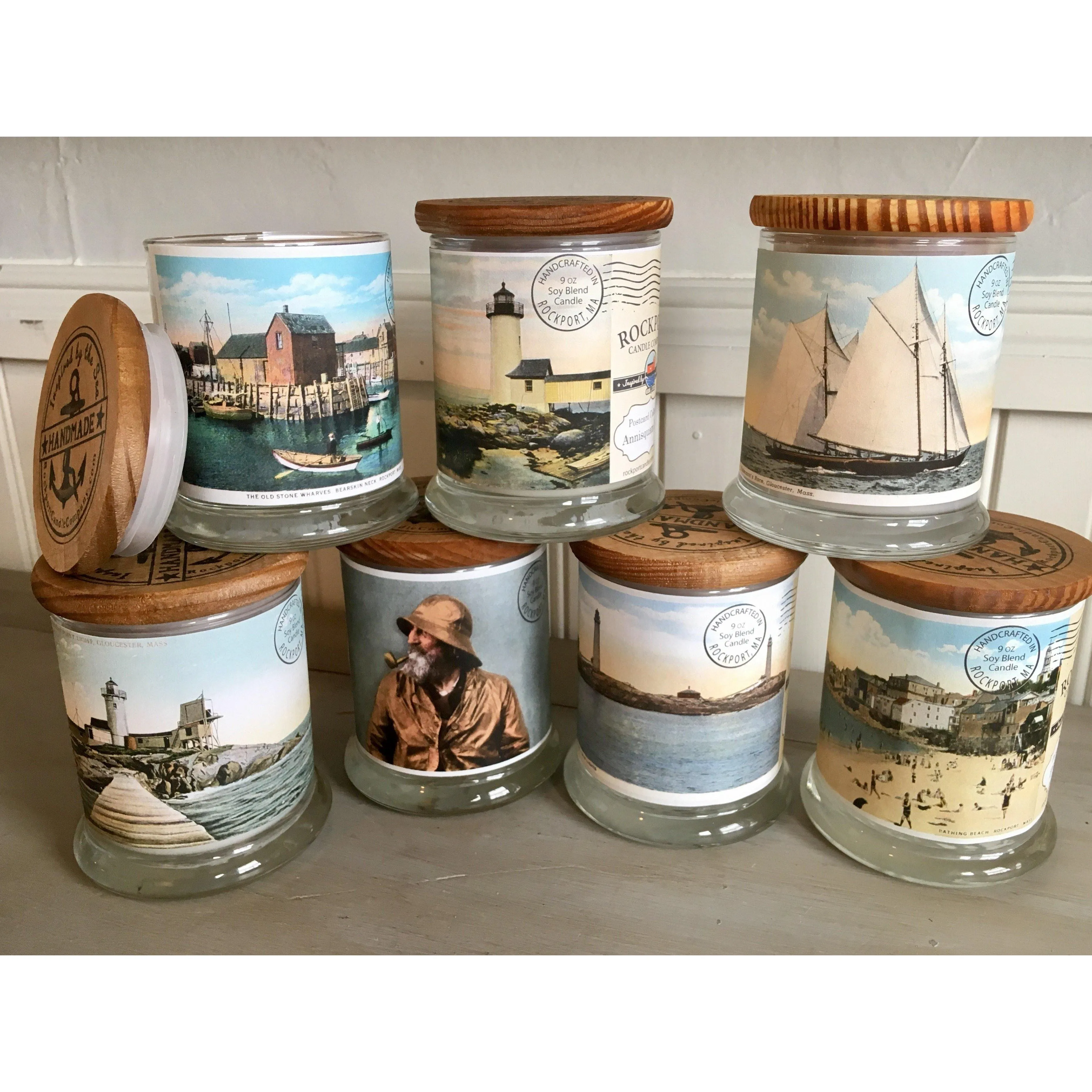 Vintage Postcard Candle - Man at the Wheel